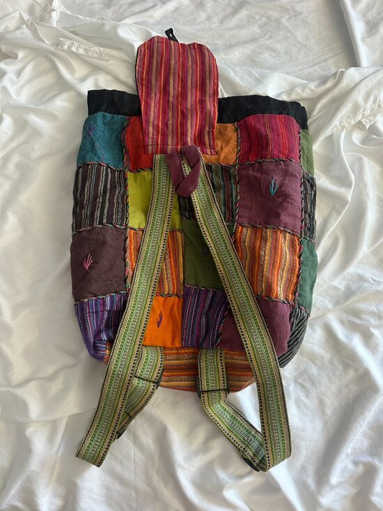 Handmade Nepal Patchwork Backpack Boho Hippie Festival Cotton Colorful Ethnic